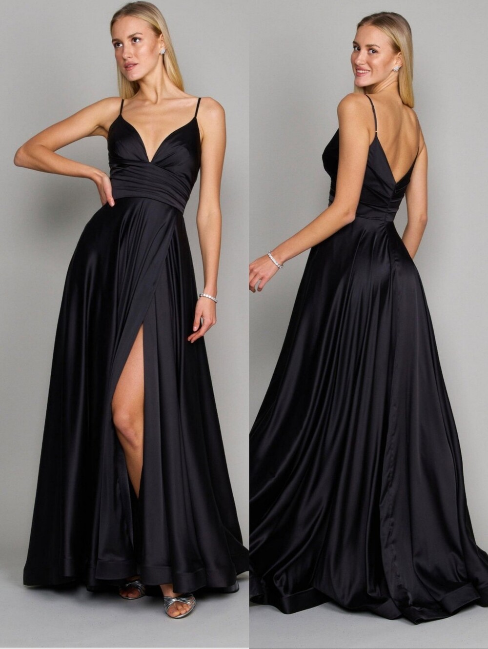 Dylan and David's Prom Evening Gown Black Plunge Drama Size 16 DD1287